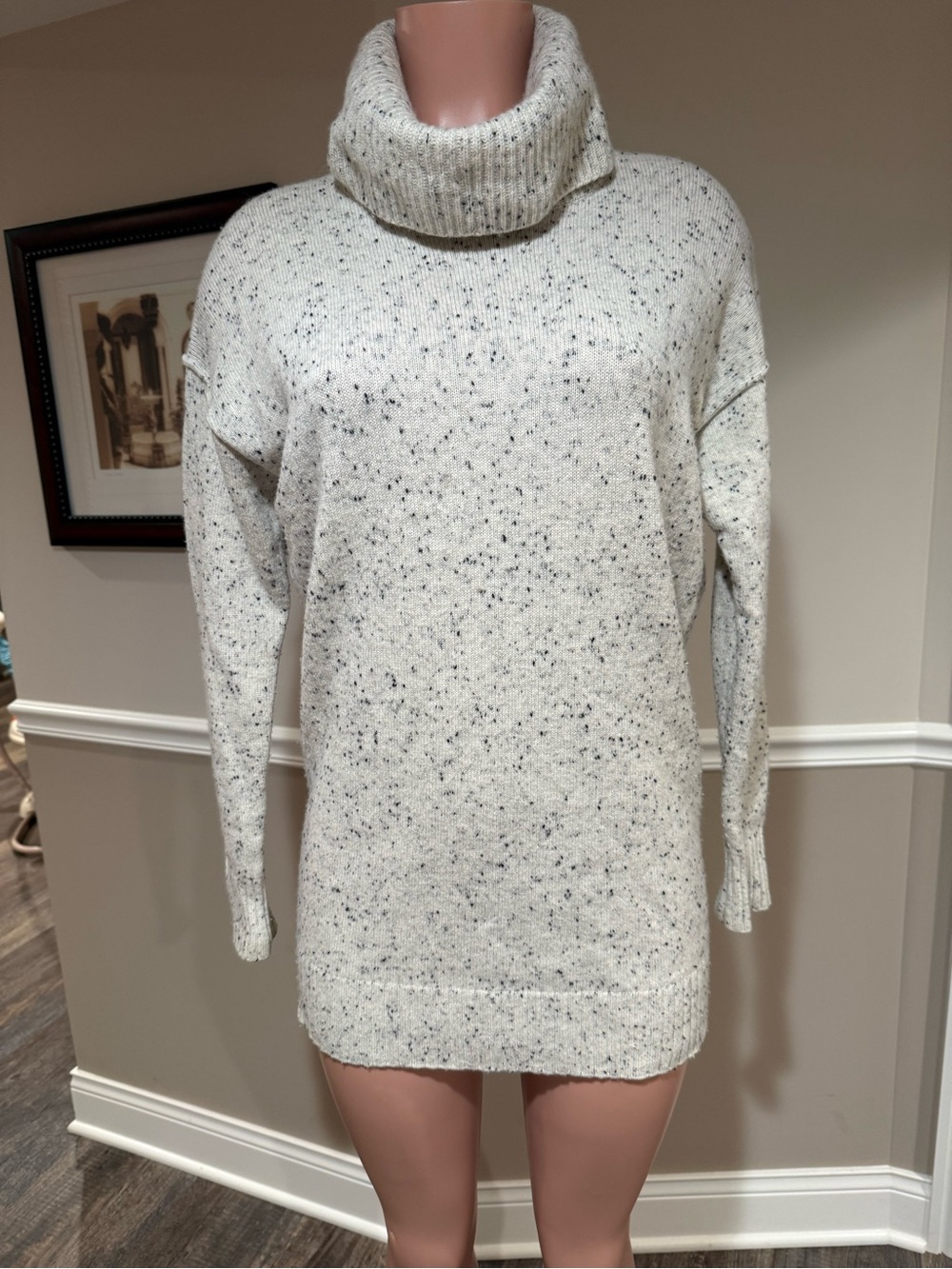 Athleta Ivory Speckle Turtleneck Sweater